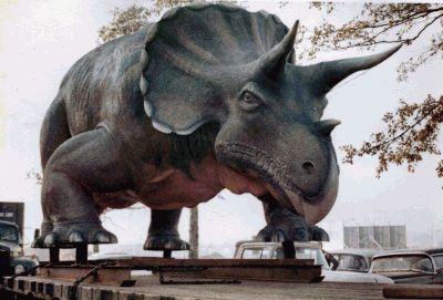 Triceratops on a flatbed