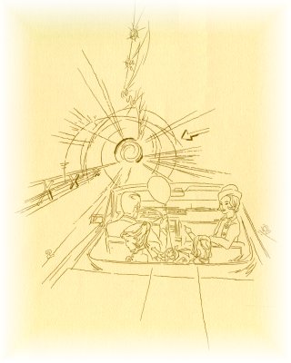 Line drawing:  Magic Skyway Time Tunnel