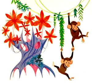 Monkeys Swinging from Trees